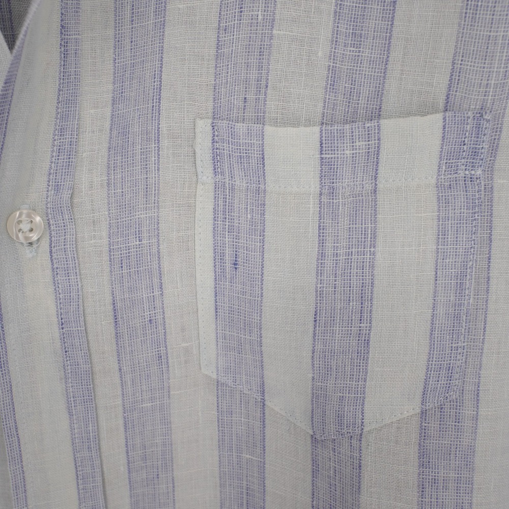 Frank & Eileen Button Down Shirt Eileen Linen XL Blue Stripe Italy Classic Coast - Picture 3 of 16